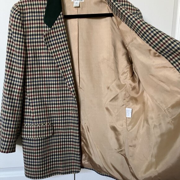 Vintage Talbots Wool Blazer Womens Houndstooth Suede Collar 80s 90s Classic - Picture 4 of 11
